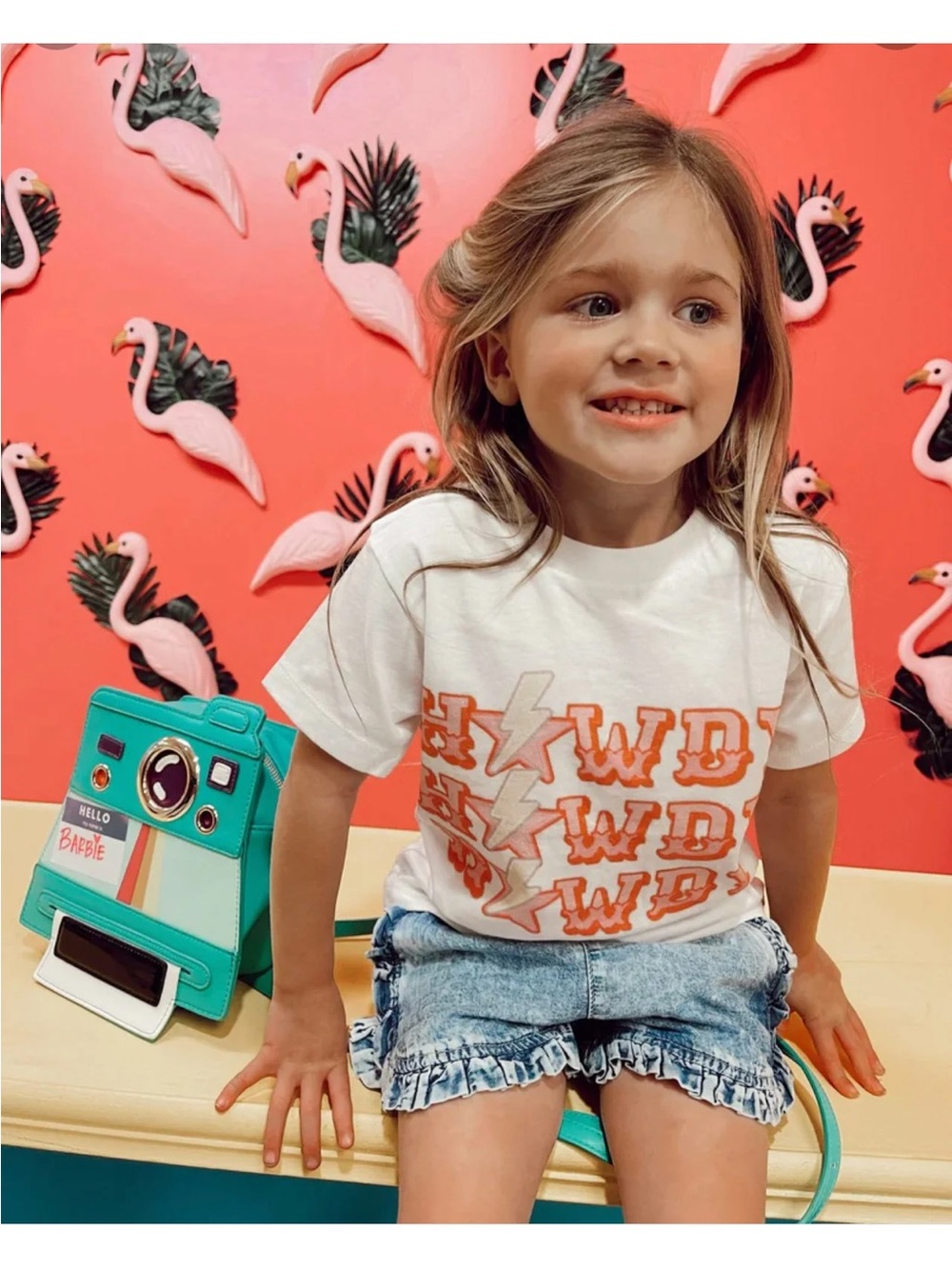 Kids White Graphic Tee with Orange Print